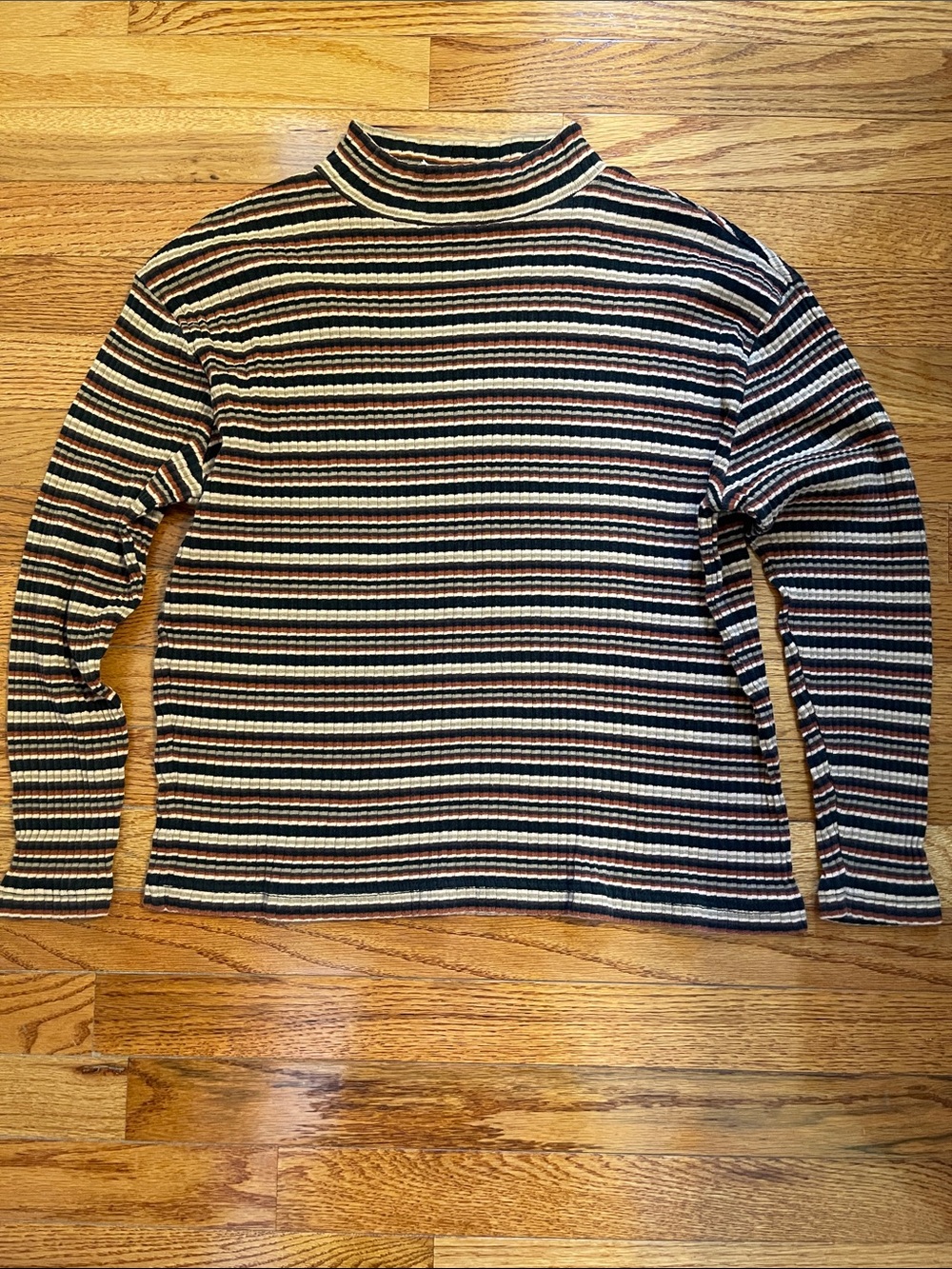 All Points VTG Striped Mockneck Cotton Sweater Sz M